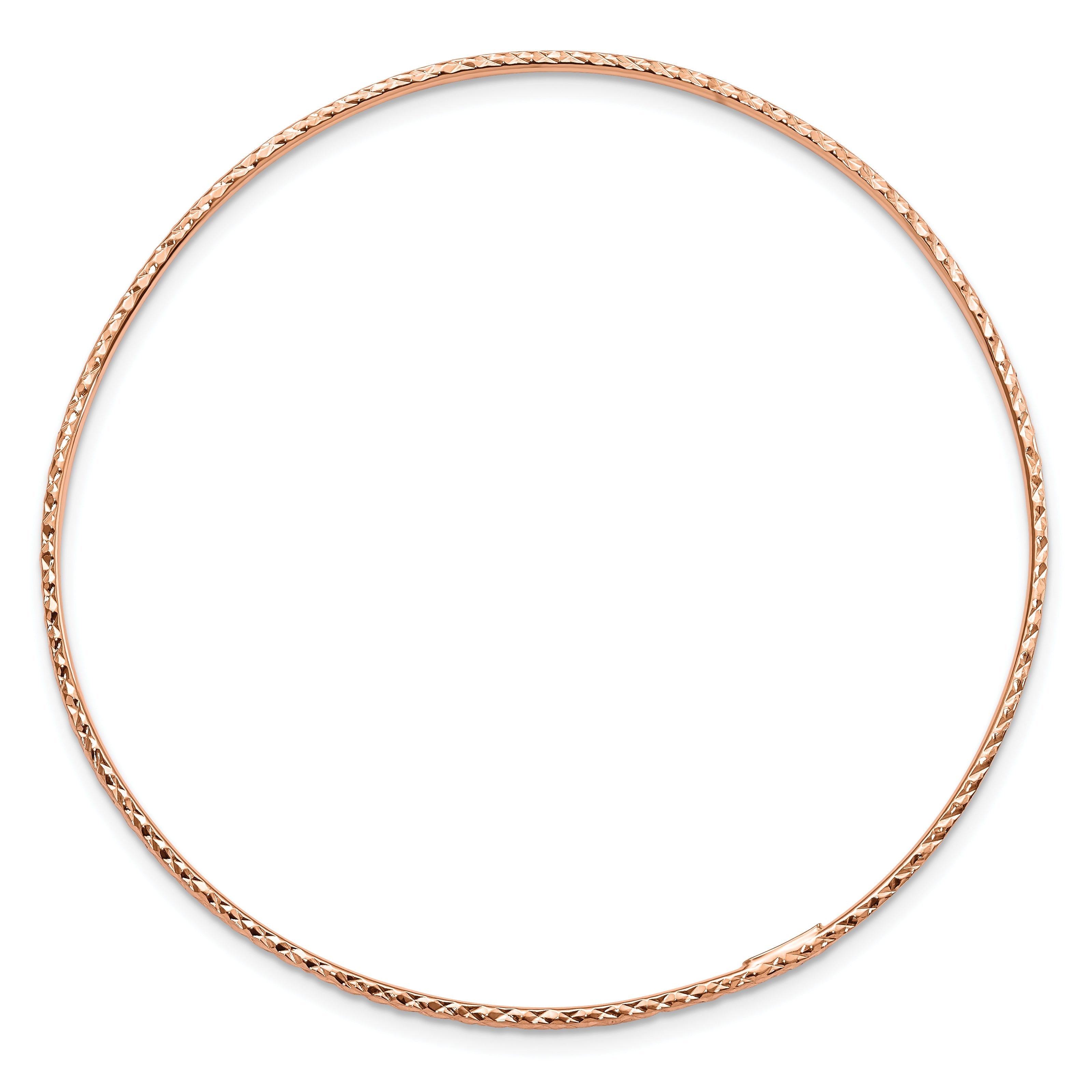 10K Rose Gold 1.5mm Diamond-Cut Slip-On Bangle Bracelet