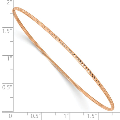 10K Rose Gold 1.5mm Diamond-Cut Slip-On Bangle Bracelet
