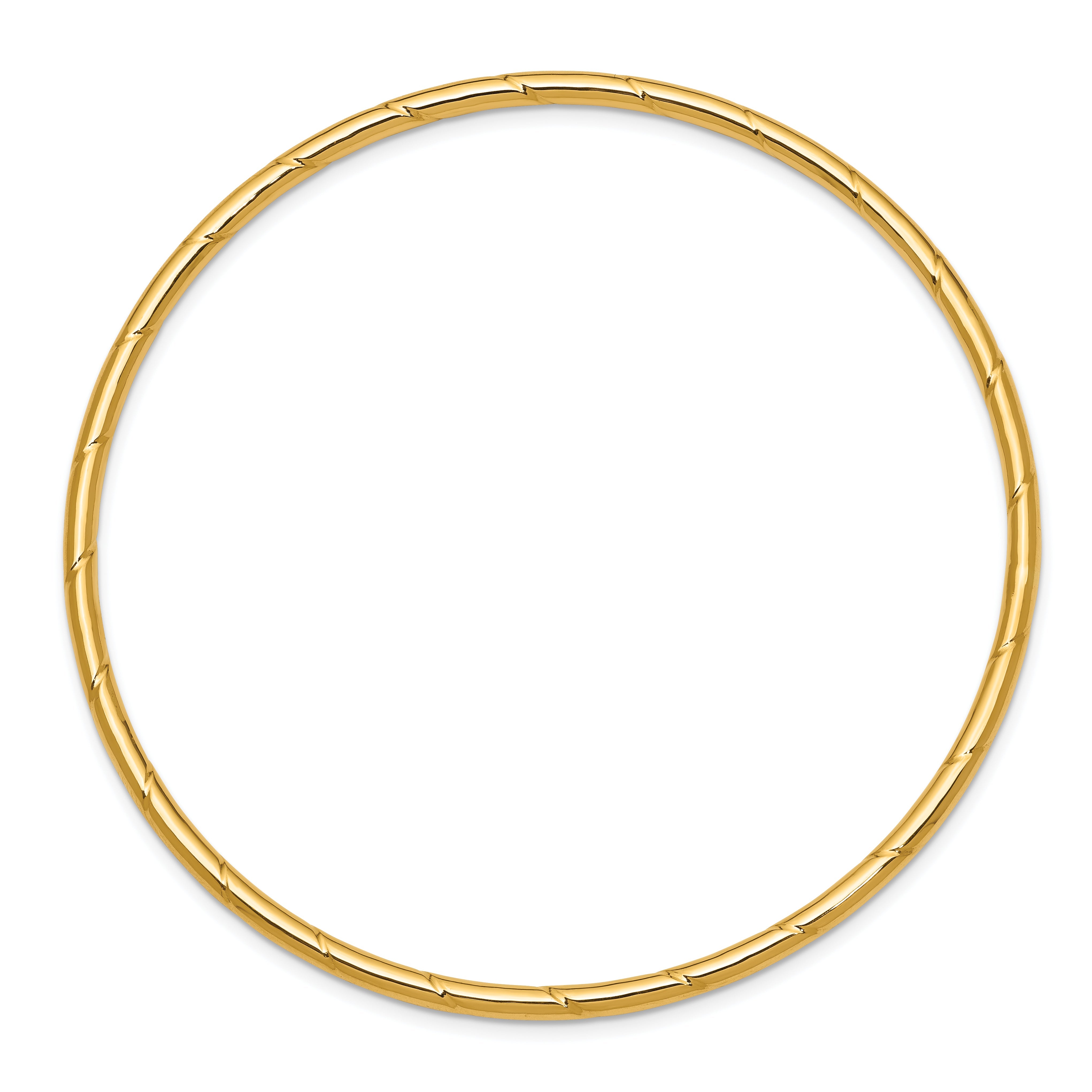 10K Yellow Gold 2.5mm Grooved Slip-On Bangle