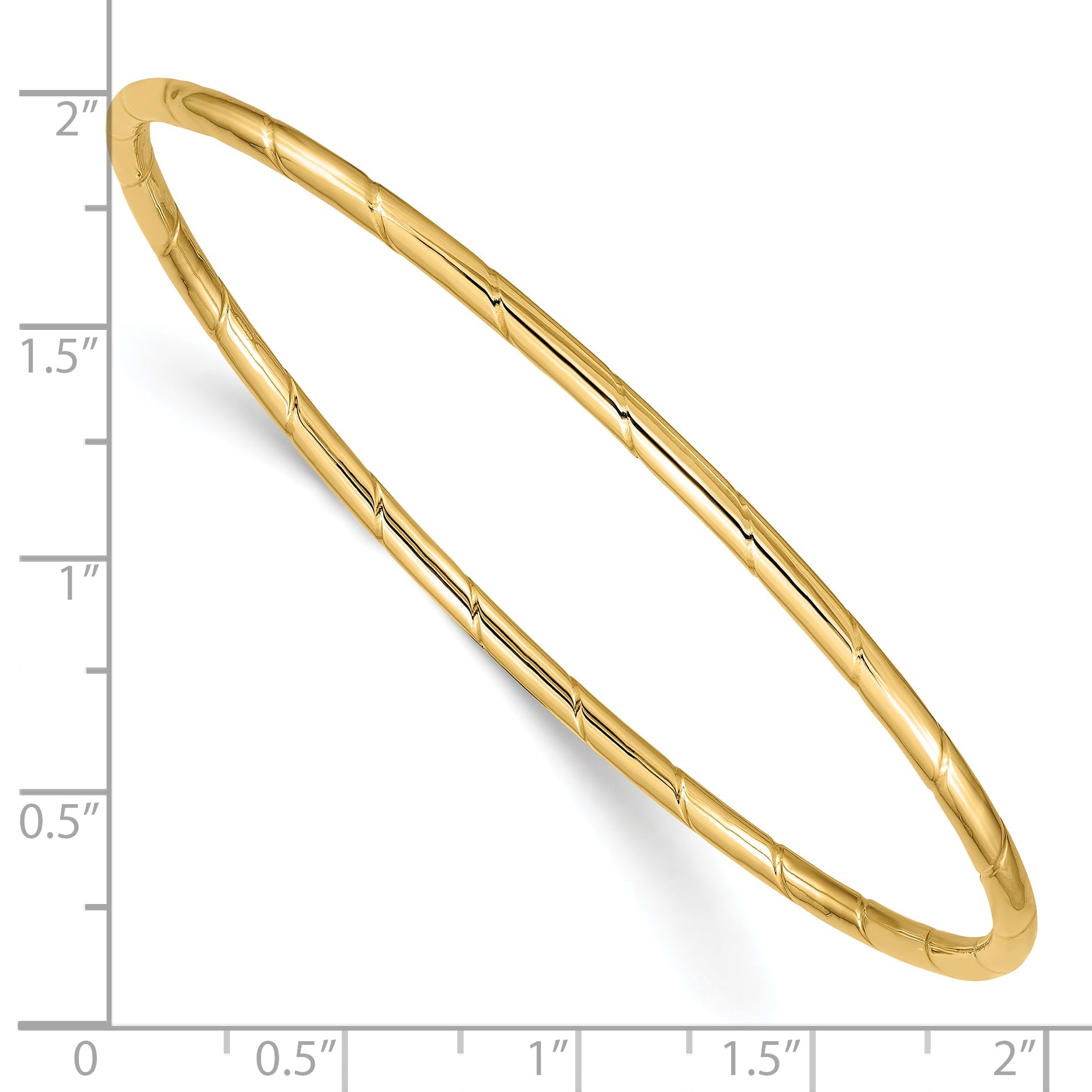 10K Yellow Gold 2.5mm Grooved Slip-On Bangle