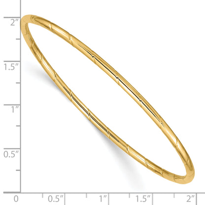 10K Yellow Gold 2.5mm Grooved Slip-On Bangle