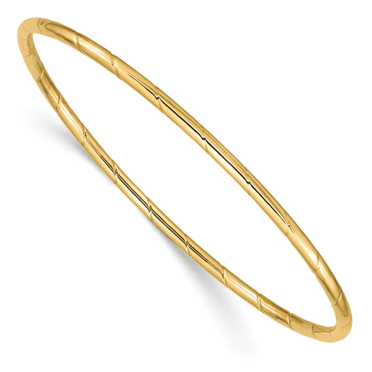 10K Yellow Gold 2.5mm Grooved Slip-On Bangle