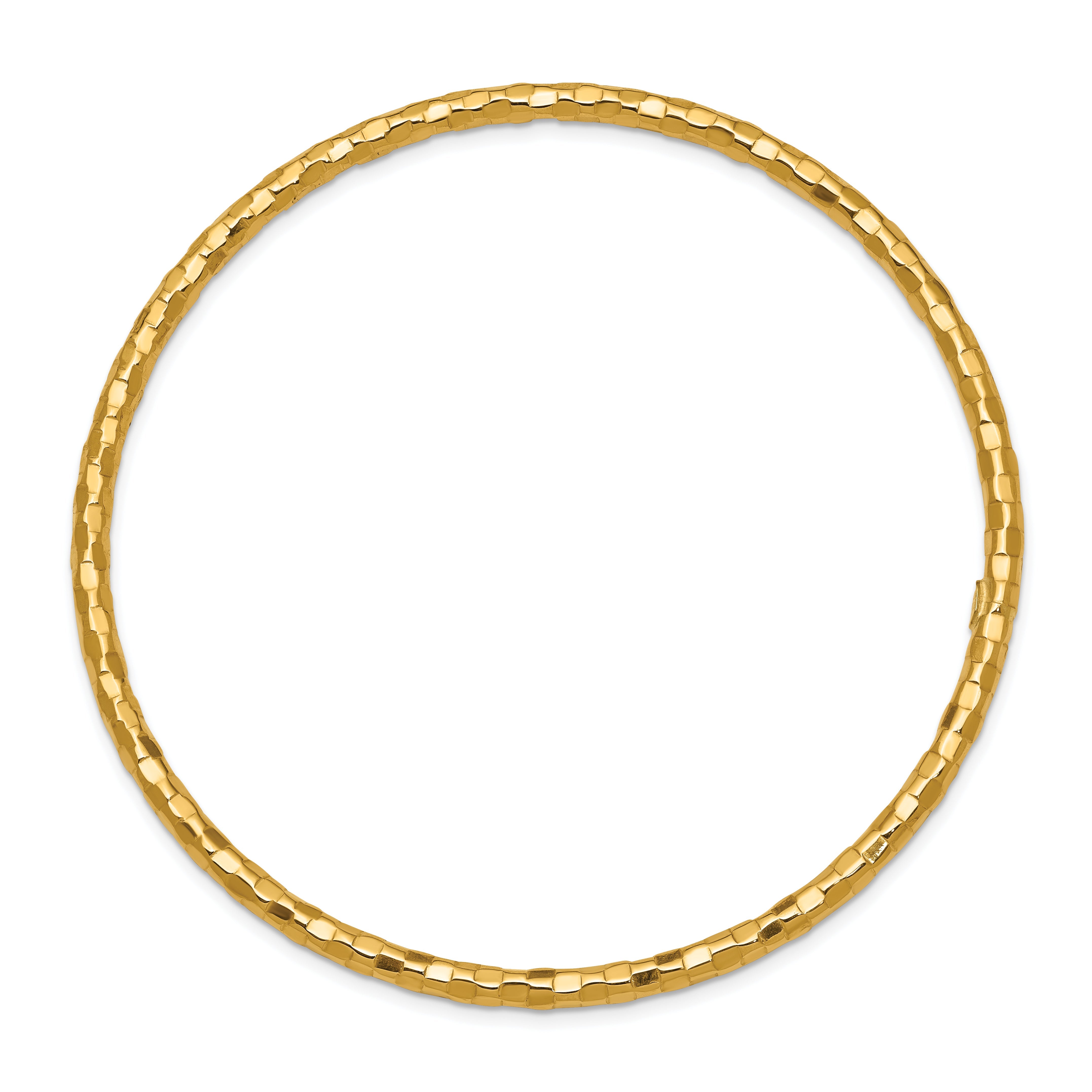 10K Yellow Gold Polished Textured Slip-On Bangle Bracelet