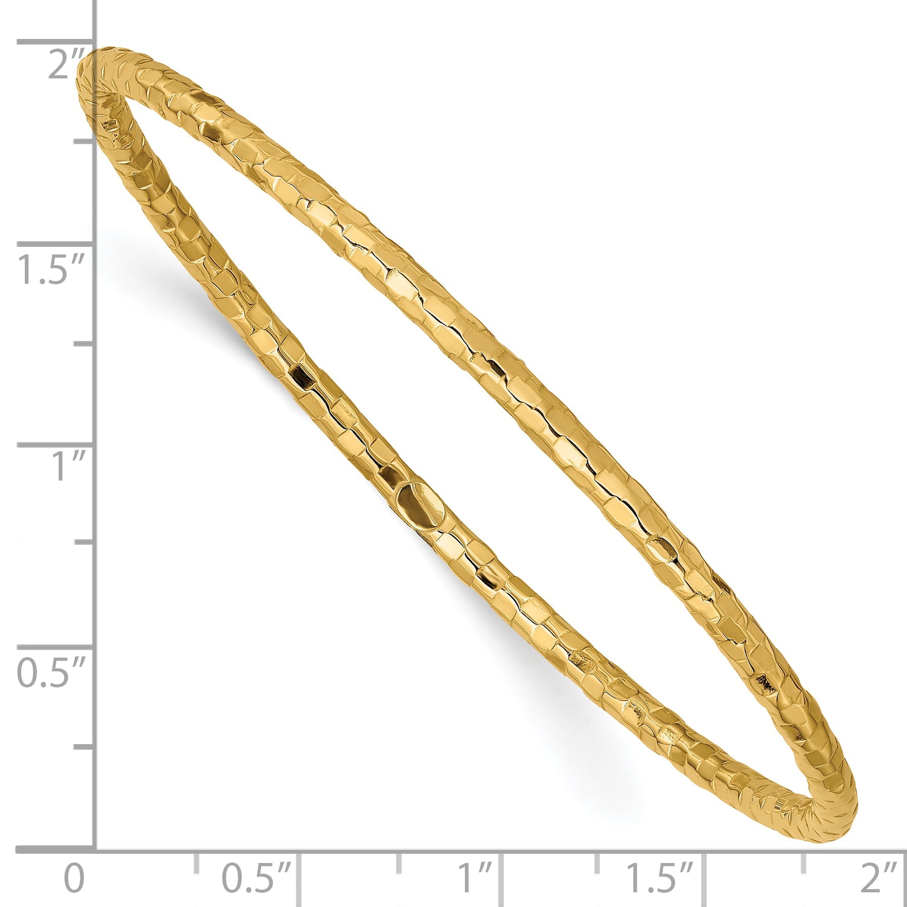 10K Yellow Gold Polished Textured Slip-On Bangle Bracelet