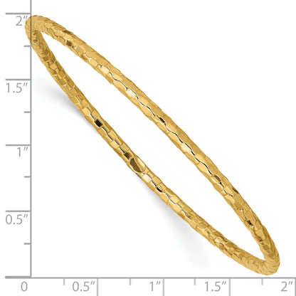10K Yellow Gold Polished Textured Slip-On Bangle Bracelet