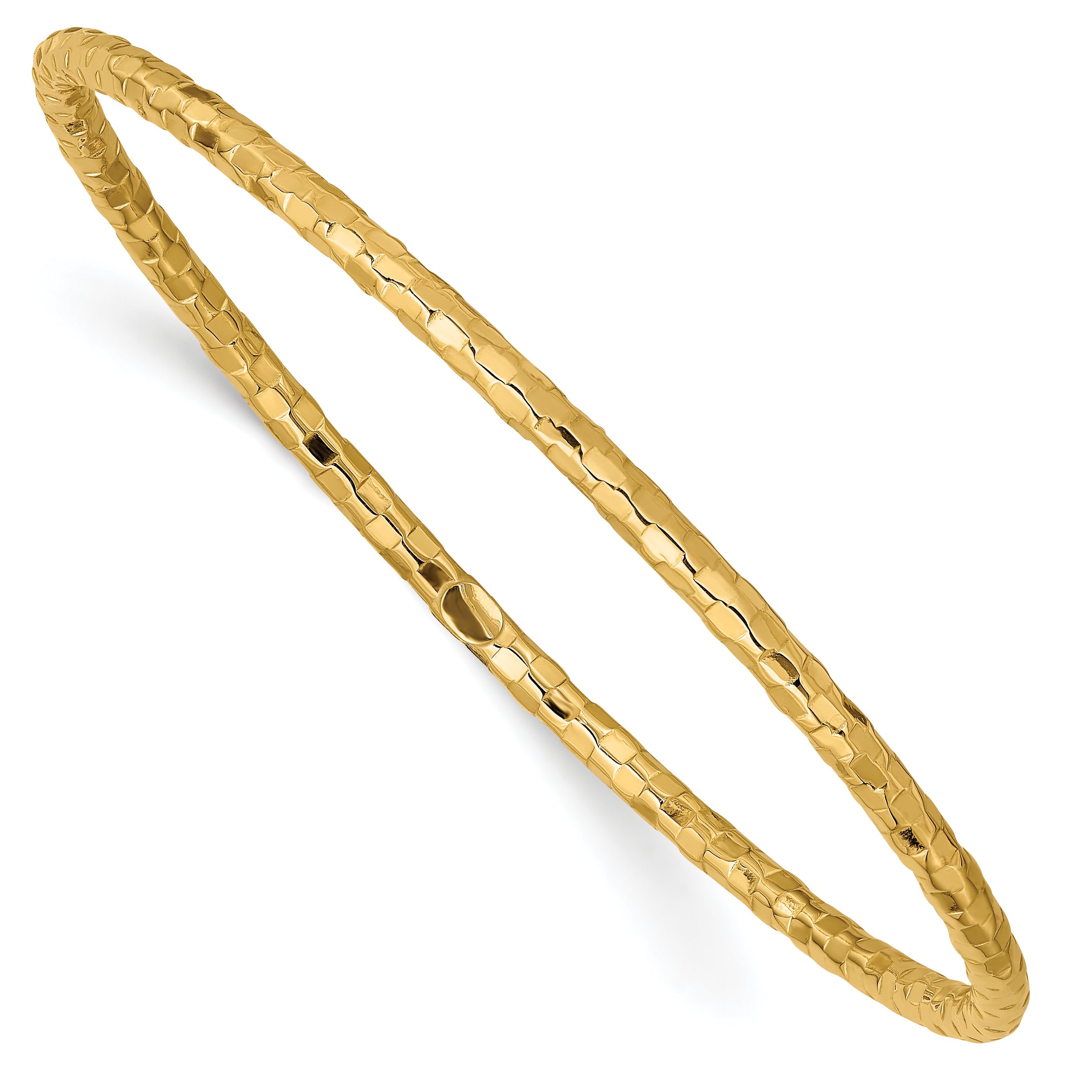 10K Yellow Gold Polished Textured Slip-On Bangle Bracelet