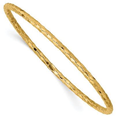 10K Yellow Gold Polished Textured Slip-On Bangle Bracelet