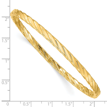 10K Yellow Gold 10K 4mm Textured Twist Slip-On Bangle
