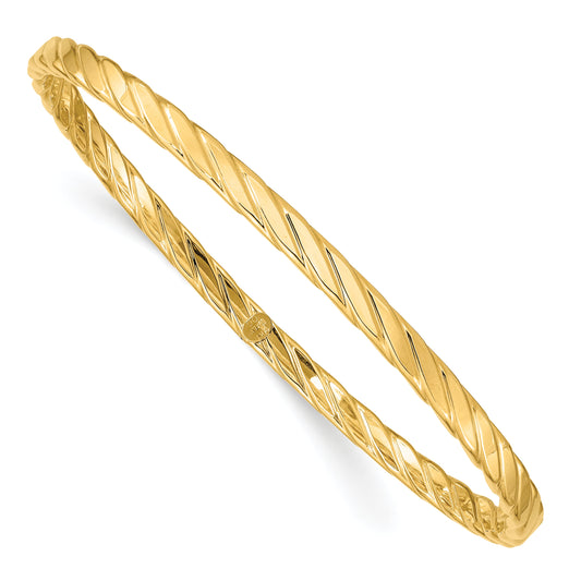 10K Yellow Gold 10K 4mm Textured Twist Slip-On Bangle