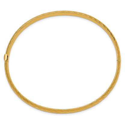 10K Yellow Gold 3/16 Textured Hinged Bangle