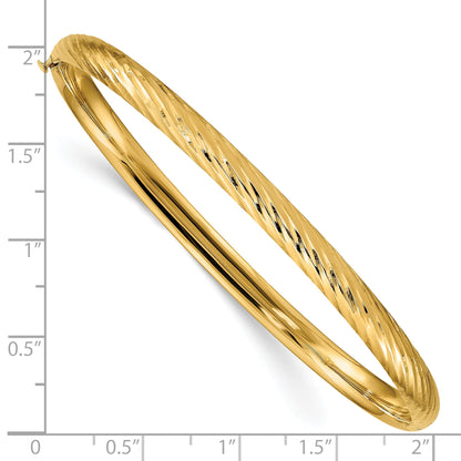 10K Yellow Gold 3/16 Textured Hinged Bangle