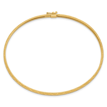10K Yellow Gold Hexagonal Design Diamond-Cut Flexible Bangle