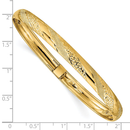 10K Yellow Gold Twisted Diamond-Cut Flexible Bangle