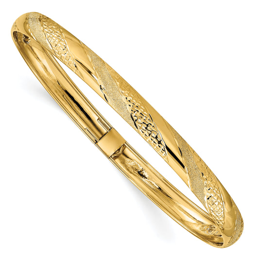 10K Yellow Gold Twisted Diamond-Cut Flexible Bangle