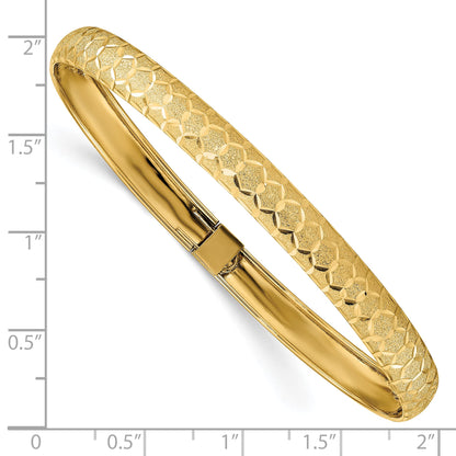 10K Yellow Gold Hexagonal Design Diamond-Cut Flexible Bangle