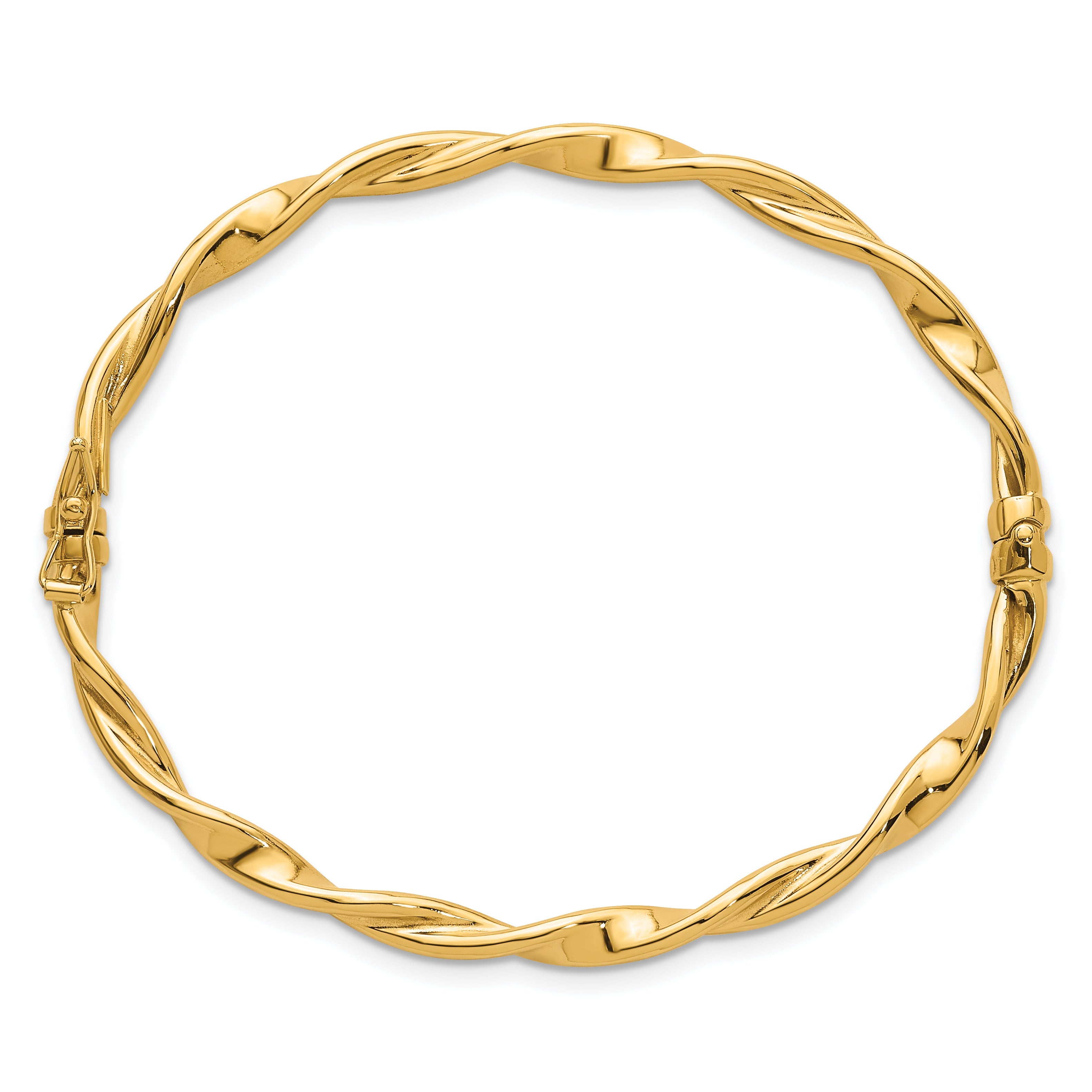 10K Yellow Gold 10K Polished And Twisted 4.00mm Hinged Bangle