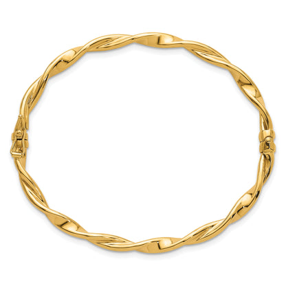 10K Yellow Gold 10K Polished And Twisted 4.00mm Hinged Bangle