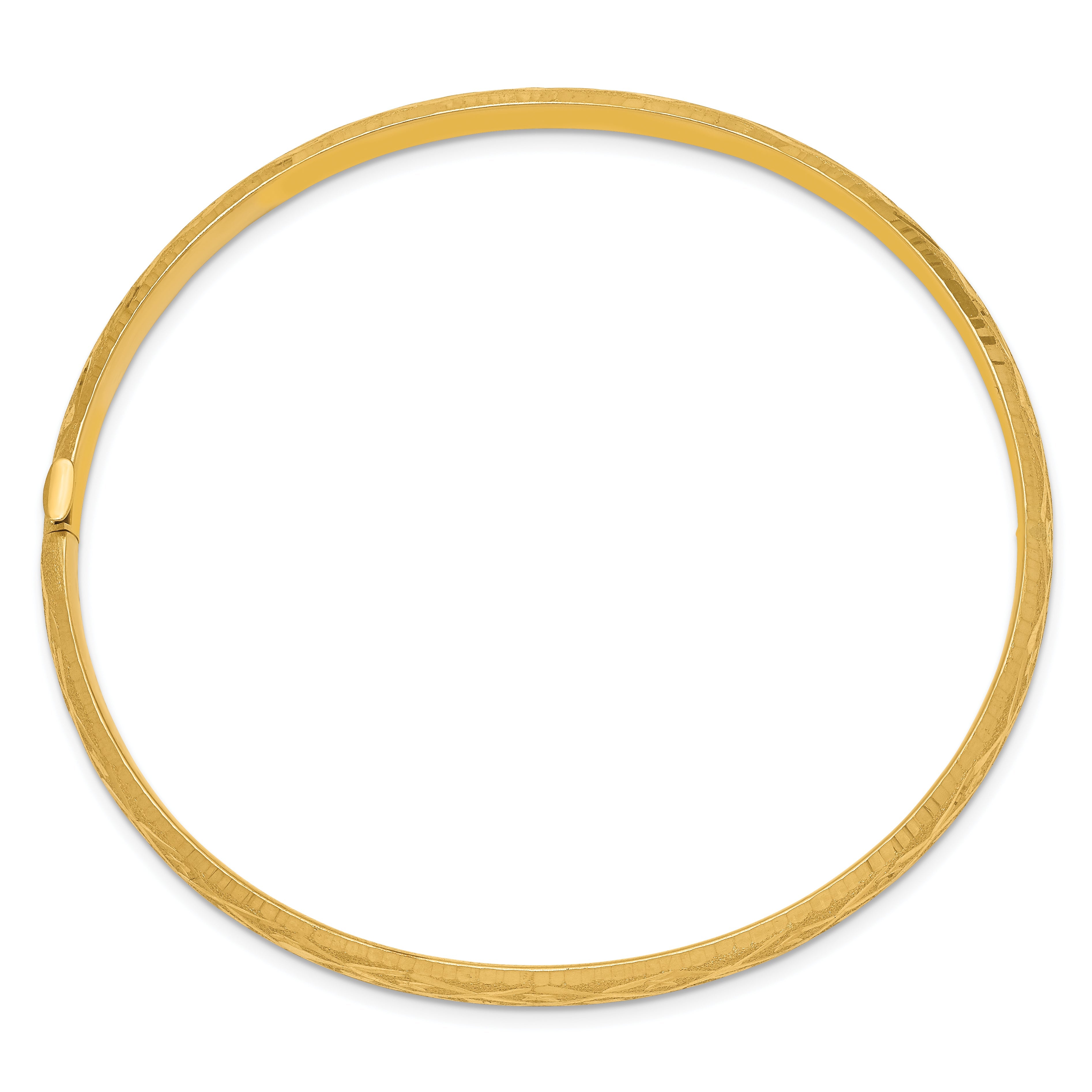 10K Yellow Gold 3/16 Diamond-Cut Fancy Hinged Bangle Bracelet