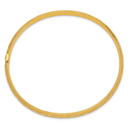 10K Yellow Gold 3/16 Diamond-Cut Fancy Hinged Bangle Bracelet