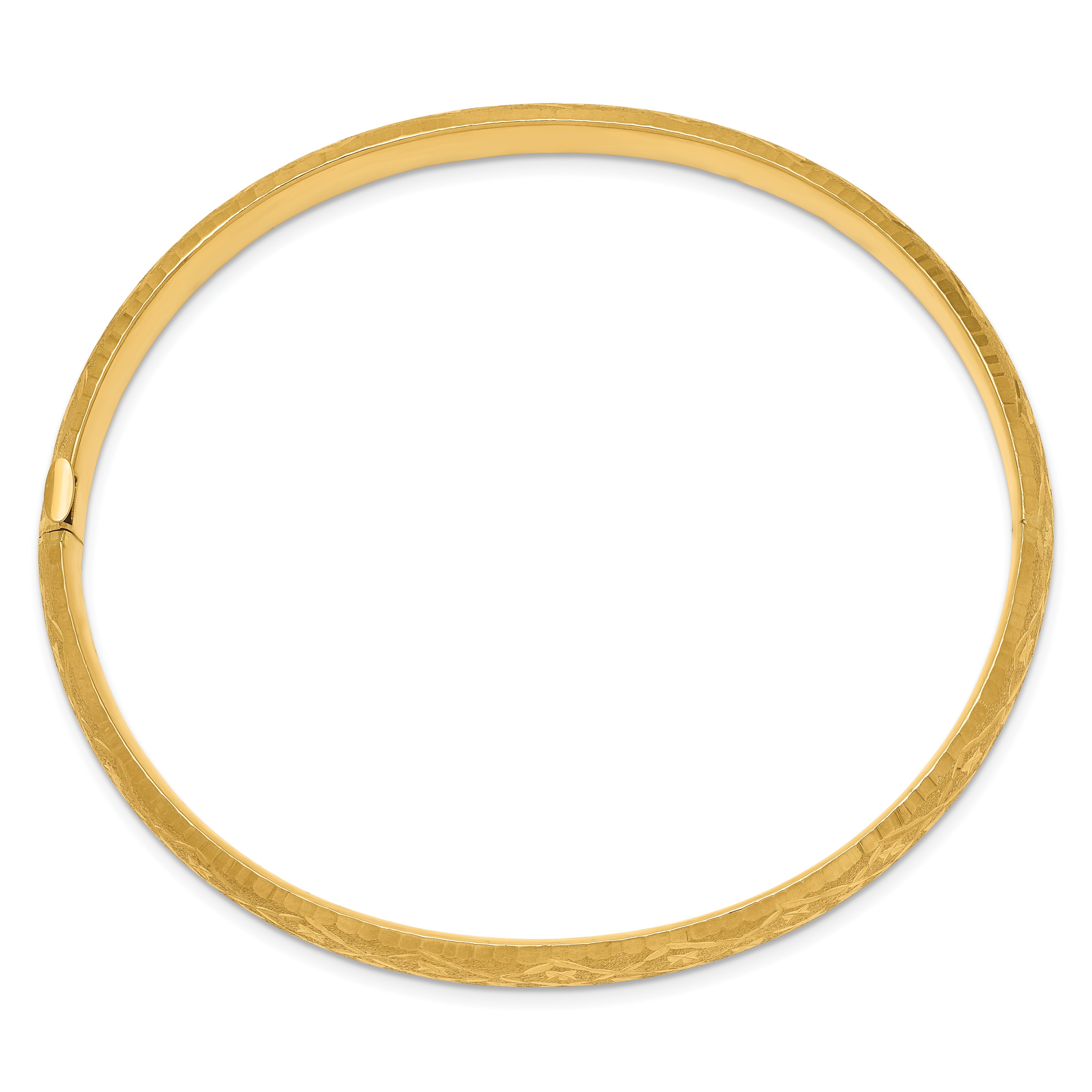 10K Yellow Gold 4/16 Diamond-Cut Fancy Hinged Bangle Bracelet
