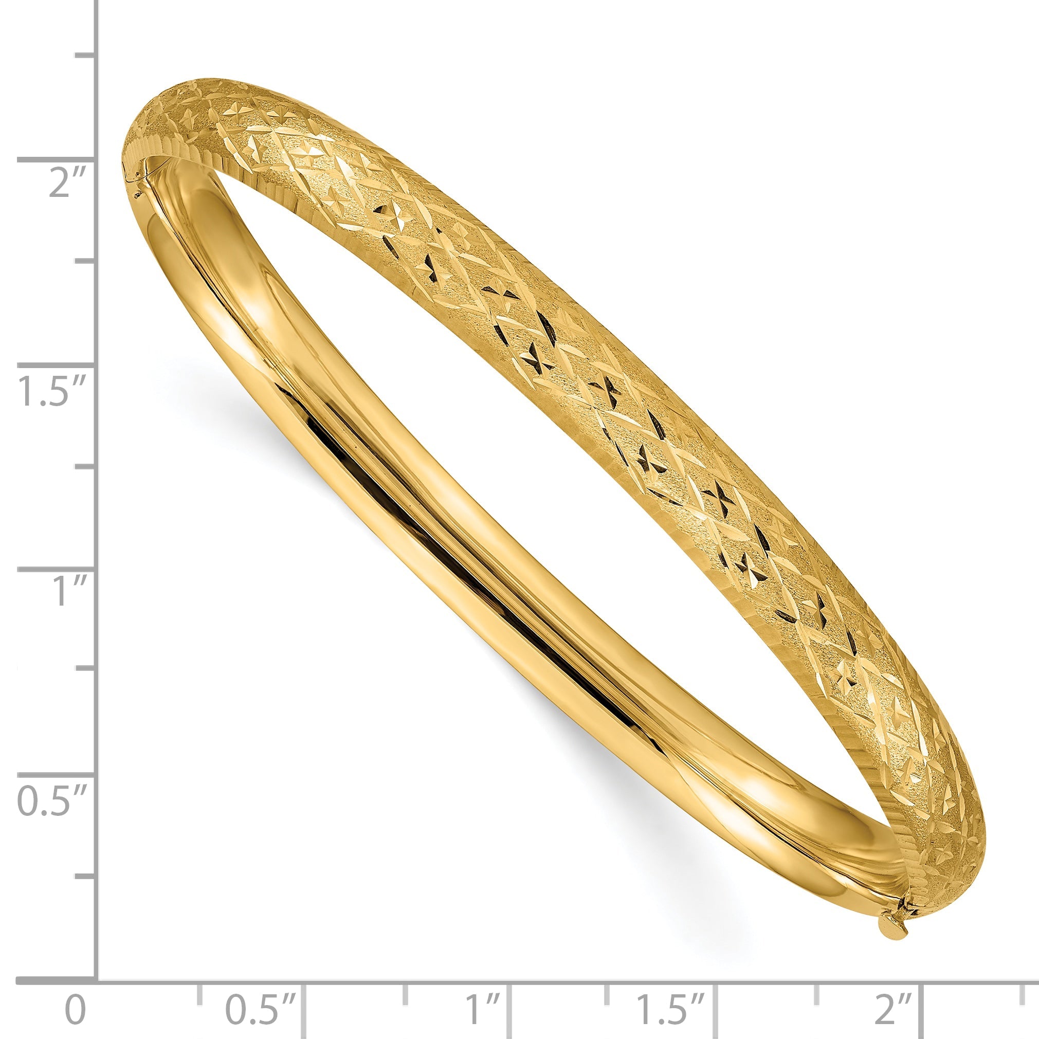 10K Yellow Gold 4/16 Diamond-Cut Fancy Hinged Bangle Bracelet
