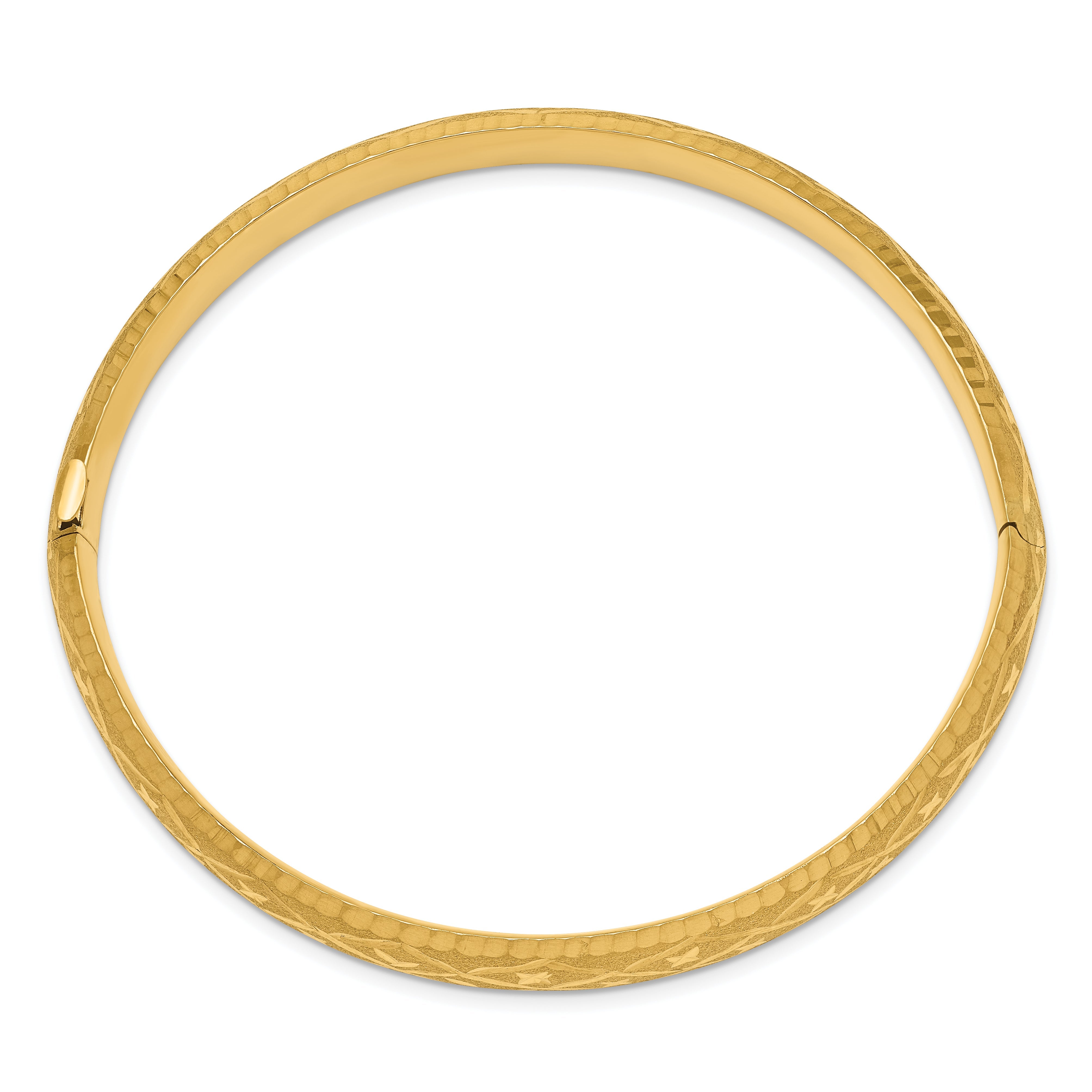 10K Yellow Gold 5/16 Diamond-Cut Fancy Hinged Bangle Bracelet