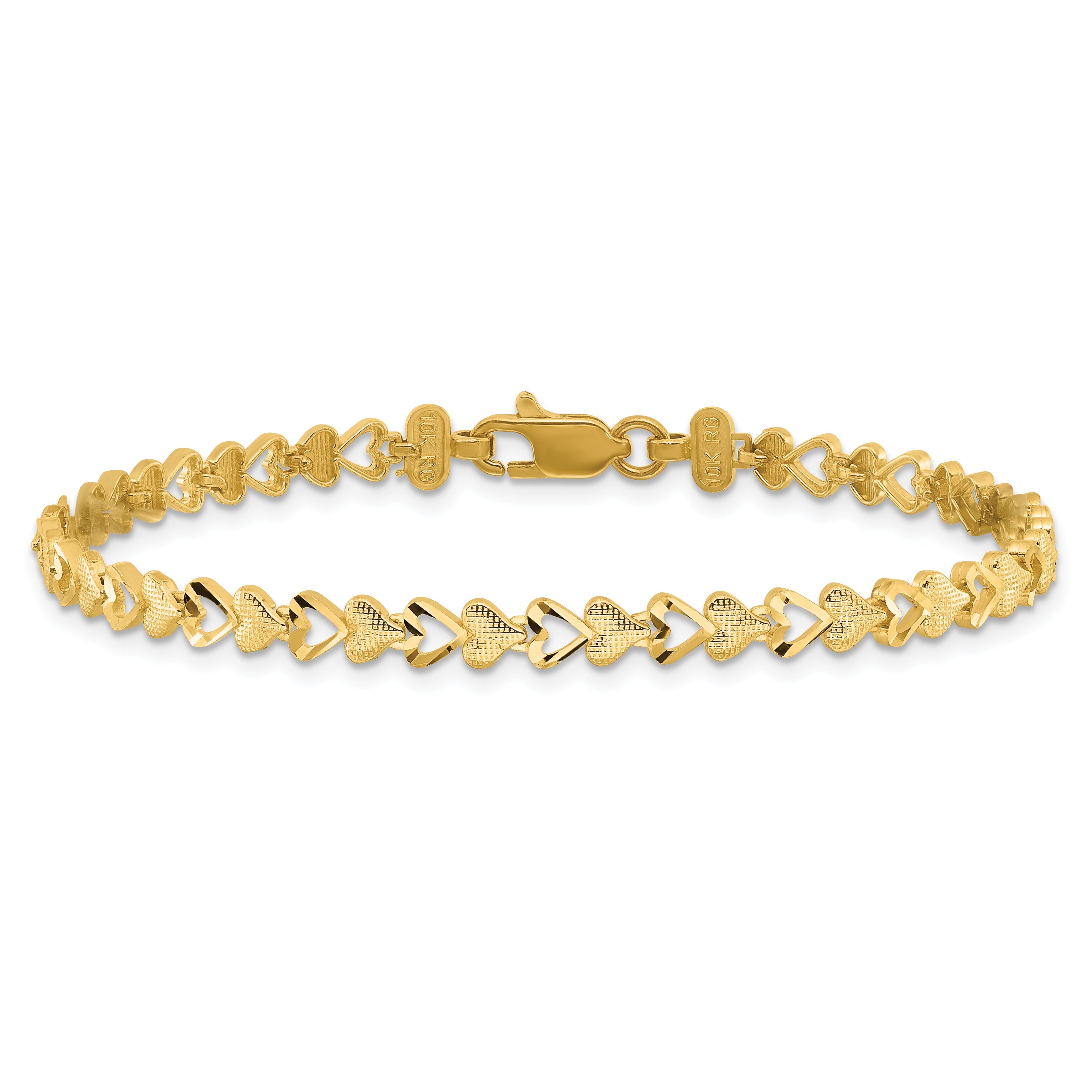 10K Yellow Gold Heart Bracelet