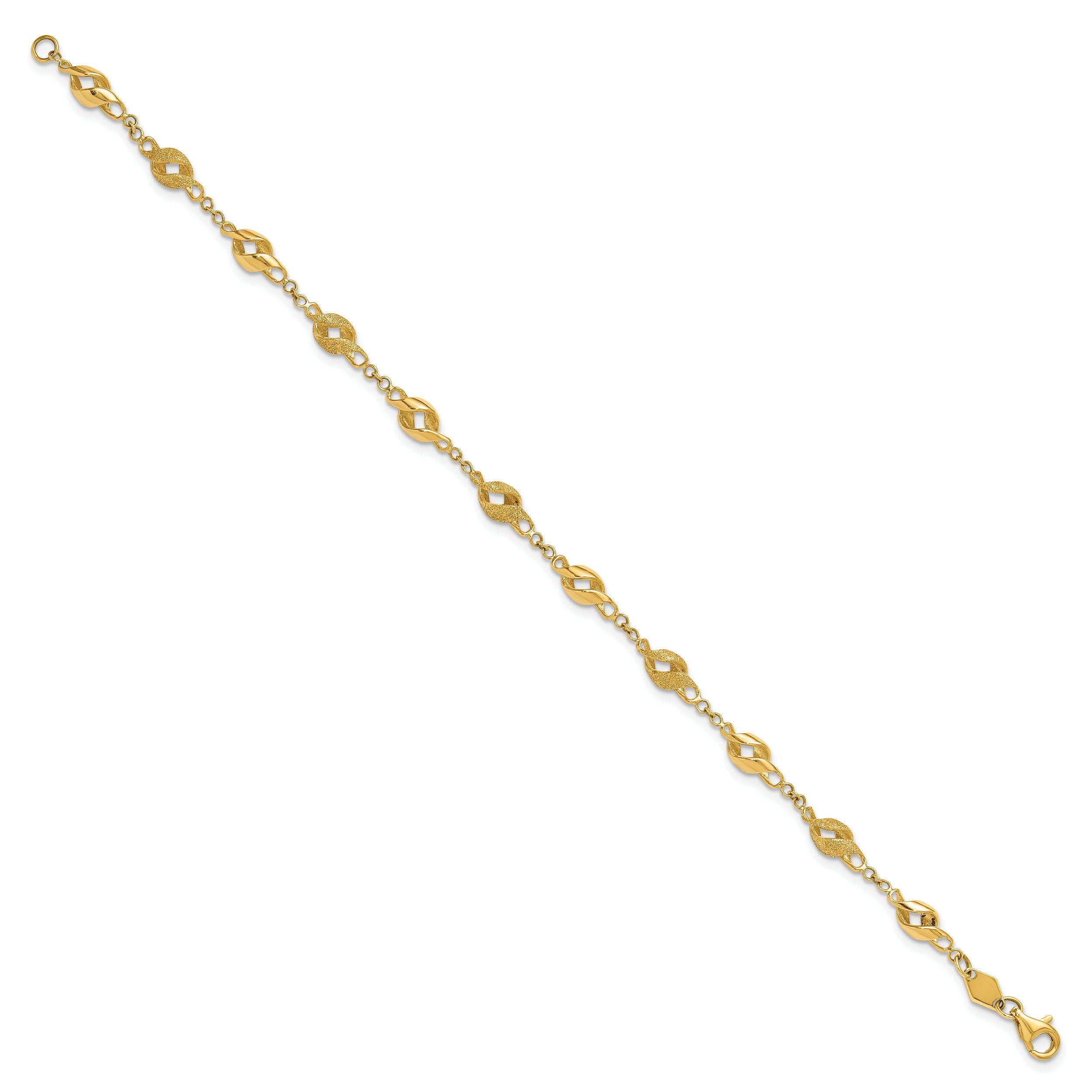10K Yellow Gold Polished And Lasered Spiral Link 7.25In Bracelet