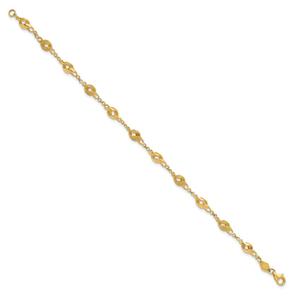10K Yellow Gold Polished And Lasered Spiral Link 7.25In Bracelet