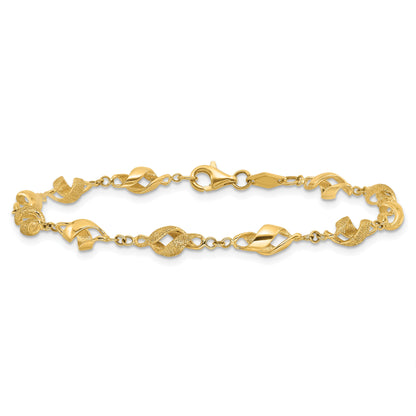 10K Yellow Gold Polished And Lasered Spiral Link 7.25In Bracelet