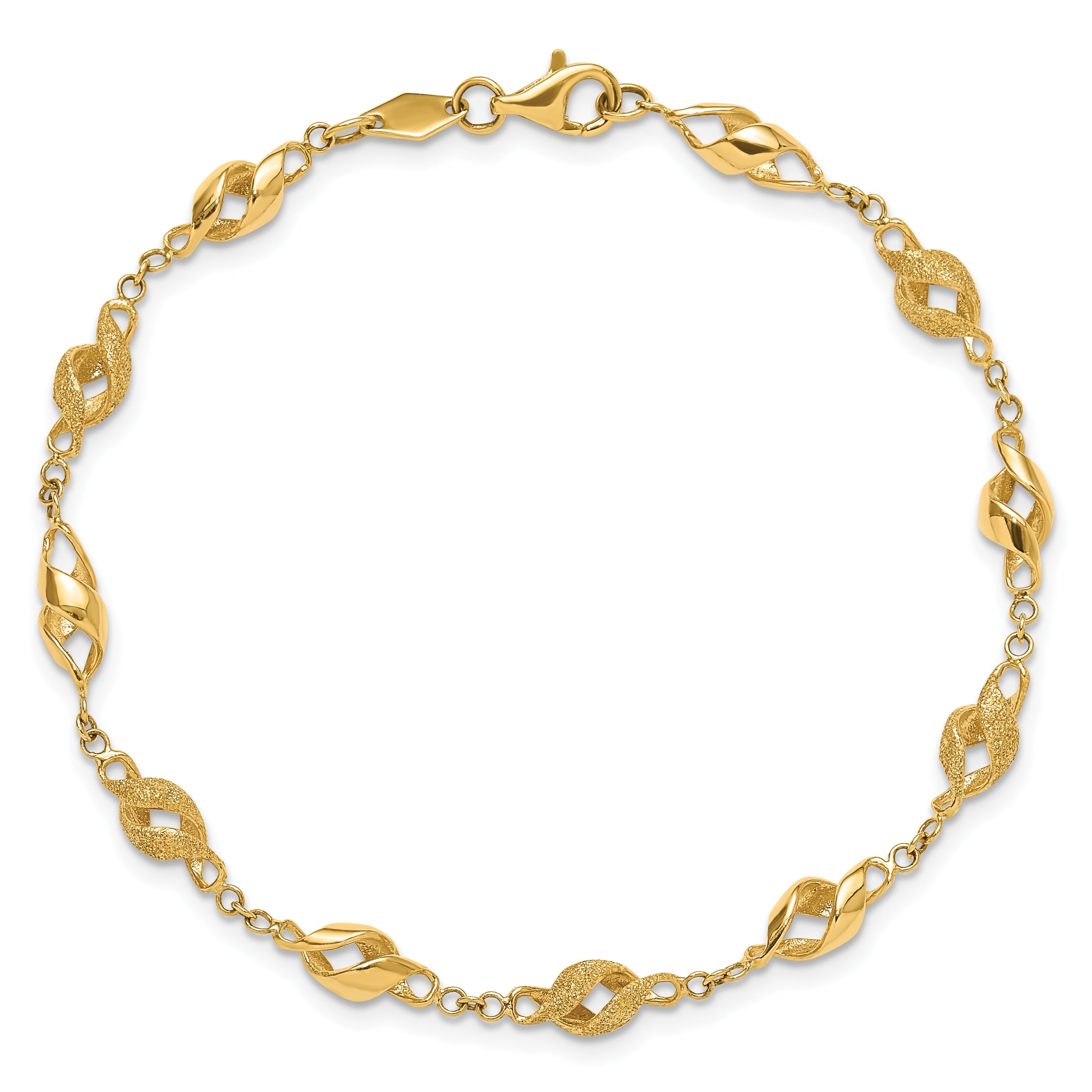 10K Yellow Gold Polished And Lasered Spiral Link 7.25In Bracelet