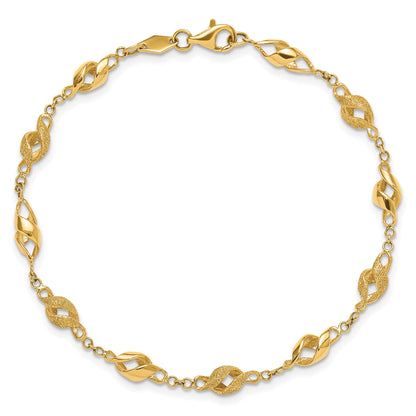 10K Yellow Gold Polished And Lasered Spiral Link 7.25In Bracelet