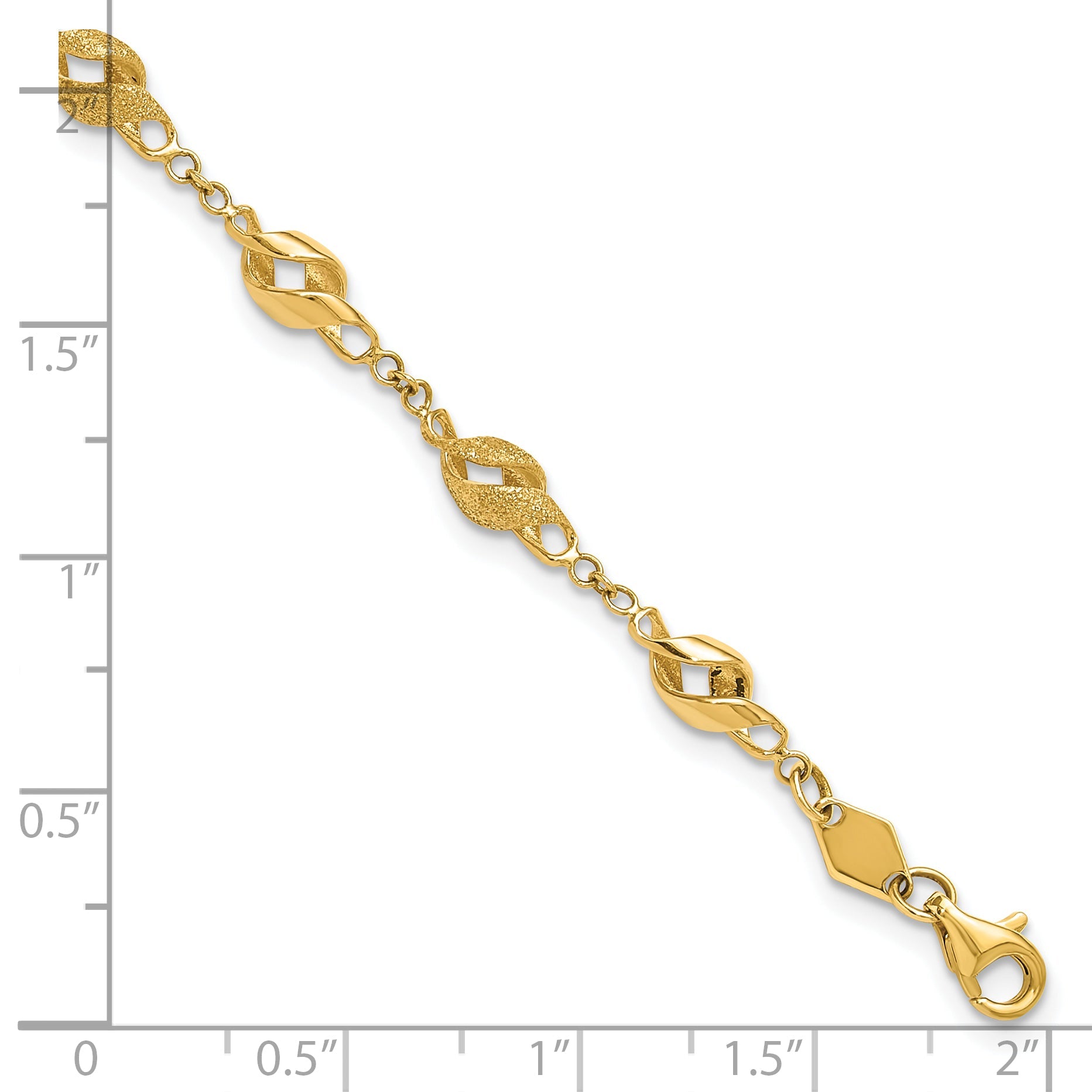10K Yellow Gold Polished And Lasered Spiral Link 7.25In Bracelet