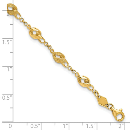 10K Yellow Gold Polished And Lasered Spiral Link 7.25In Bracelet