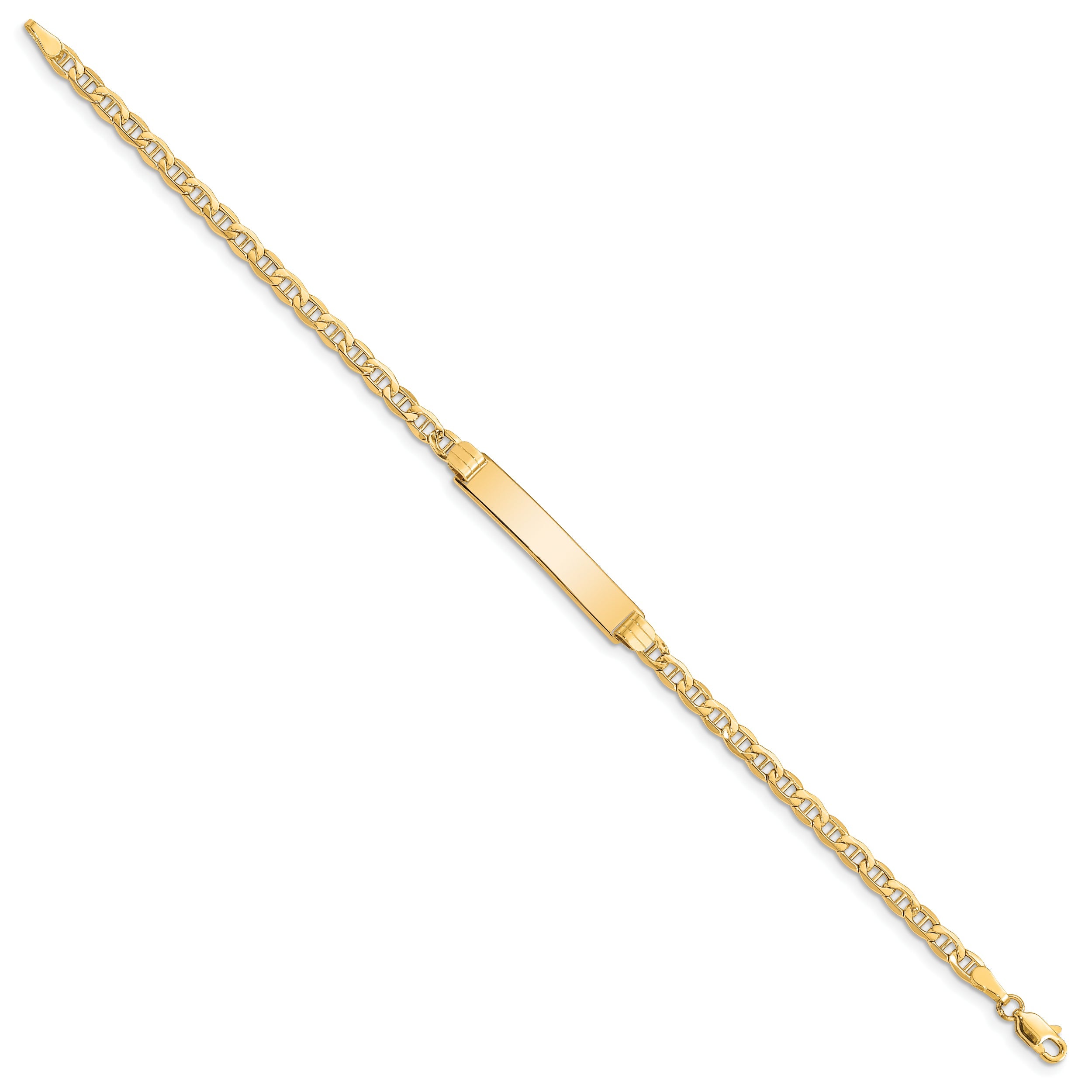 10K Yellow Gold Semi-Solid Anchor Link Id Bracelet