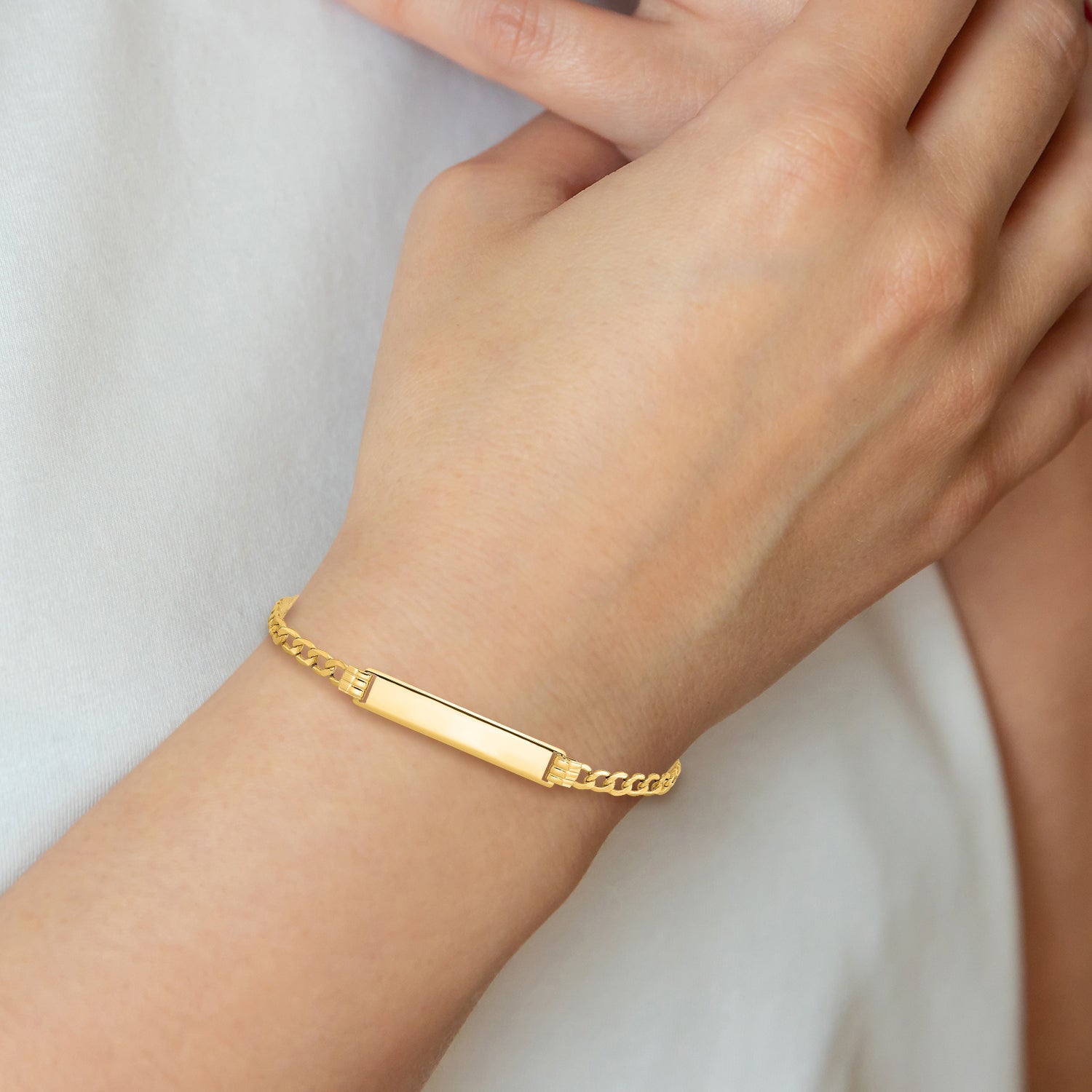 10K Yellow Gold Semi-Solid Curb Link Id Bracelet
