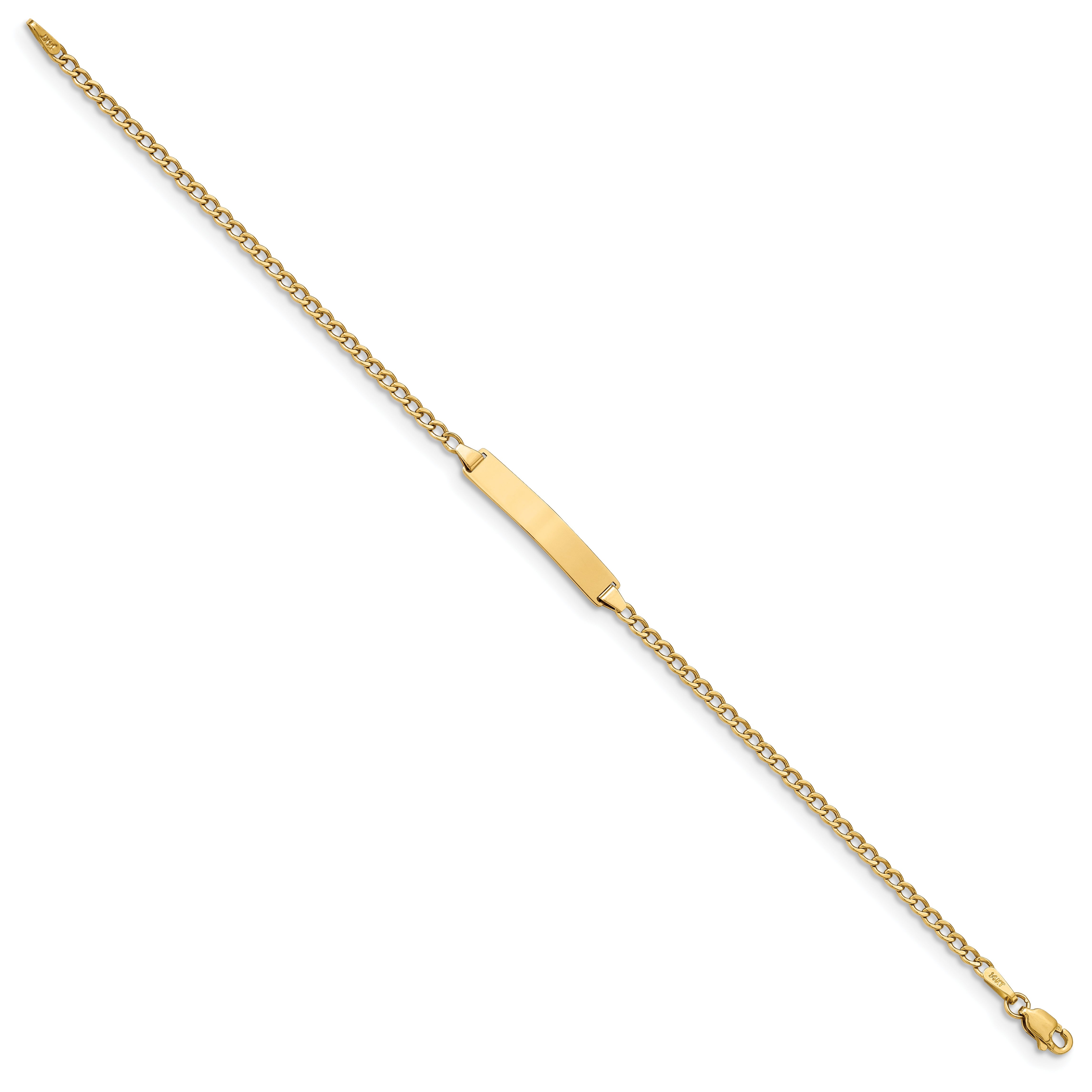 10K Yellow Gold Semi-Solid Curb Link Id Bracelet