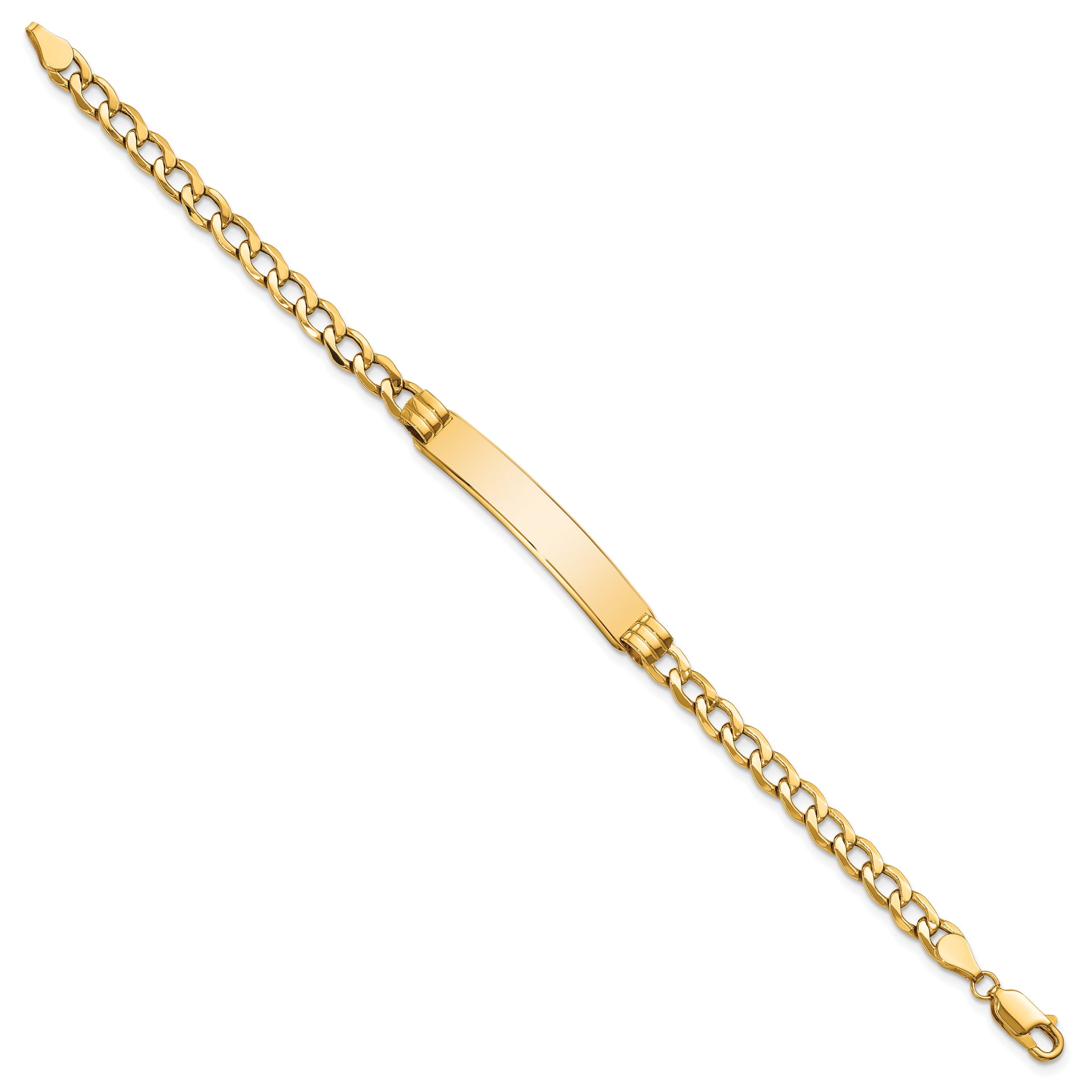 10K Yellow Gold Semi-Solid Curb Link Id Bracelet