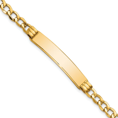 10K Yellow Gold Semi-Solid Curb Link Id Bracelet
