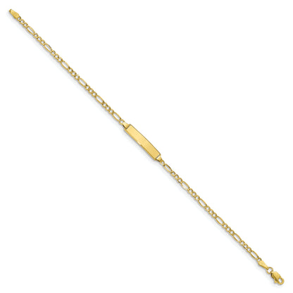 10K Yellow Gold Semi-Solid Figaro Link Id Bracelet