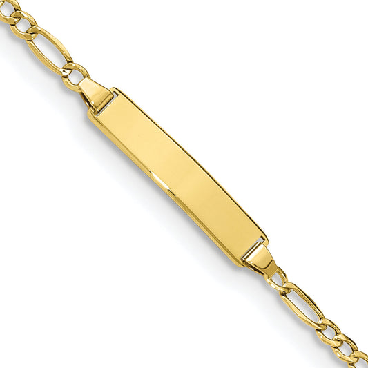 10K Yellow Gold Semi-Solid Figaro Link Id Bracelet