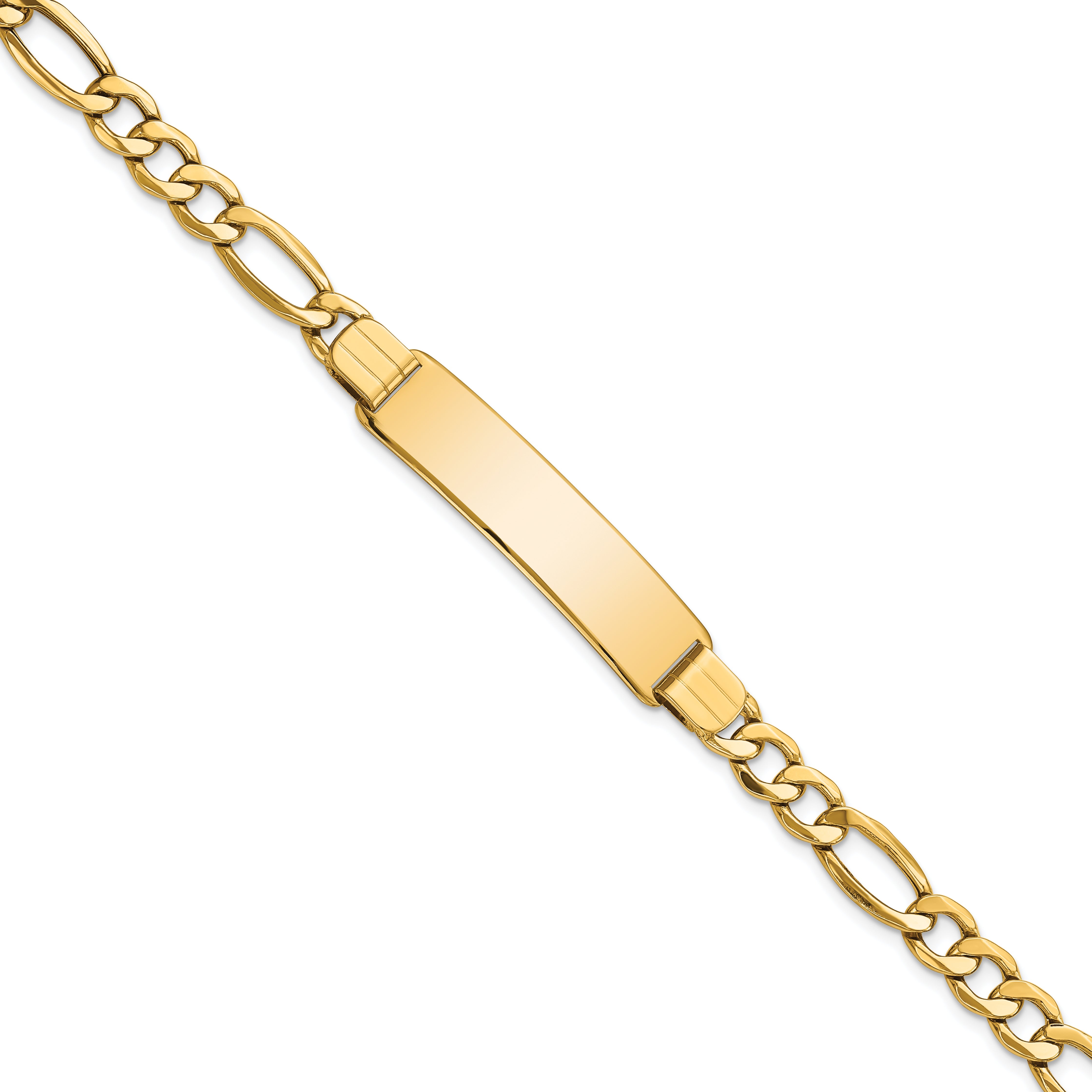 10K Yellow Gold Semi-Solid Figaro Link Id Bracelet