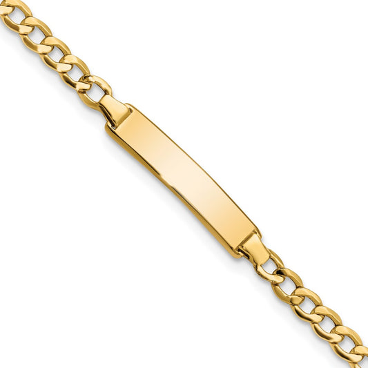 10K Yellow Gold Semi-Solid Curb Link Id Bracelet