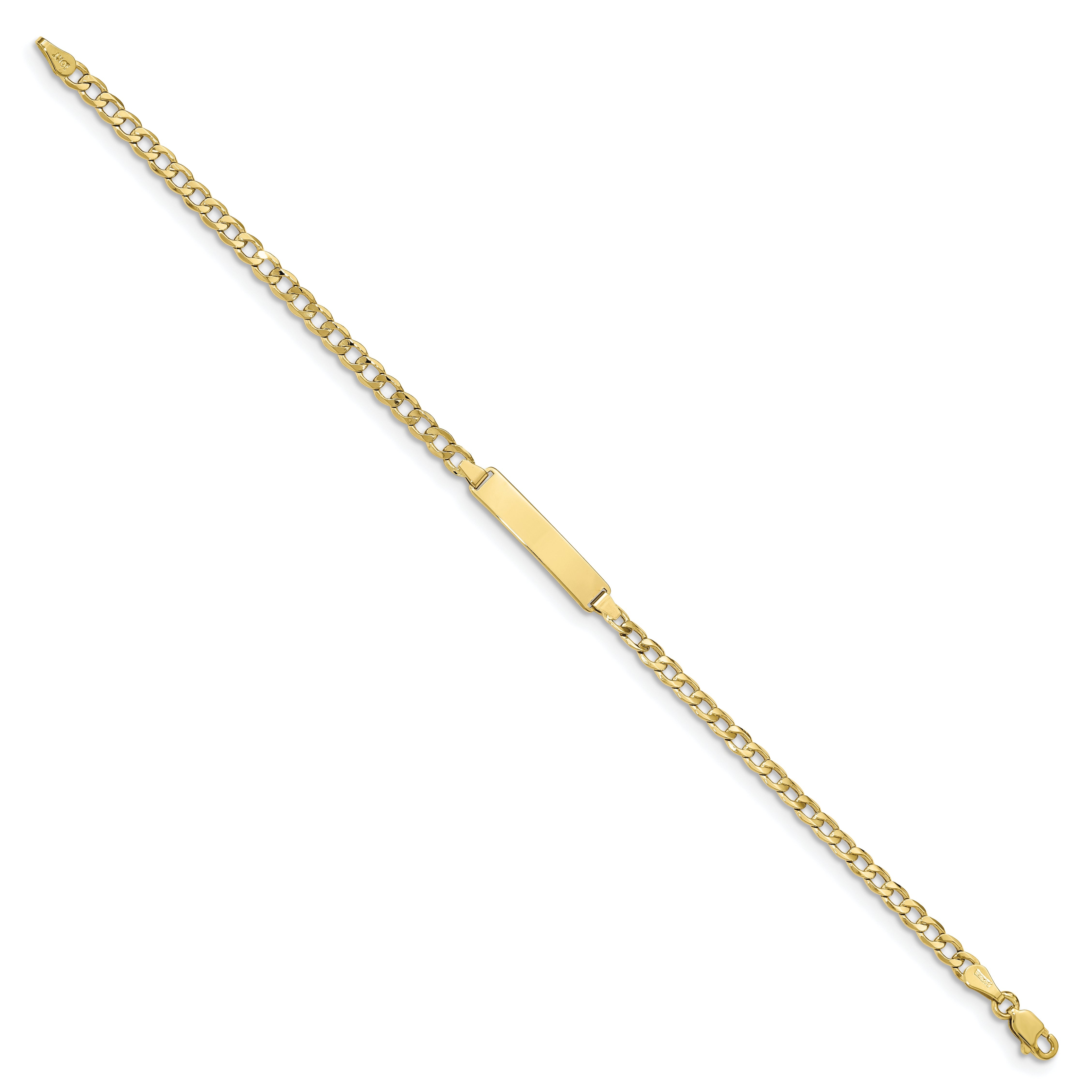10K Yellow Gold Semi-Solid Curb Link Id Bracelet