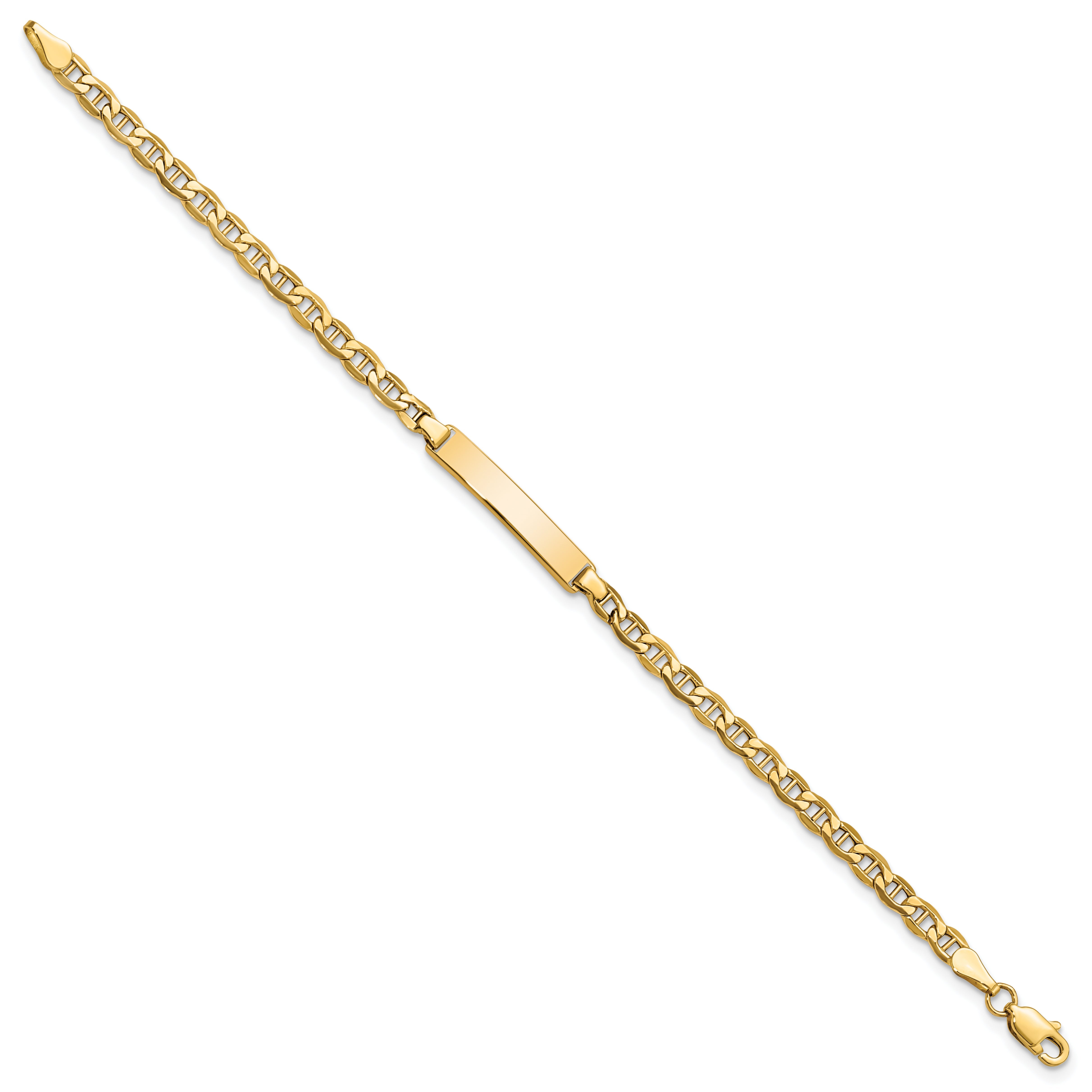 10K Yellow Gold Semi-Solid Anchor Link Id Bracelet