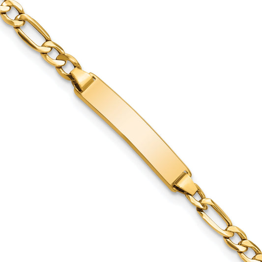 10K Yellow Gold Semi-Solid Figaro Link Id Bracelet