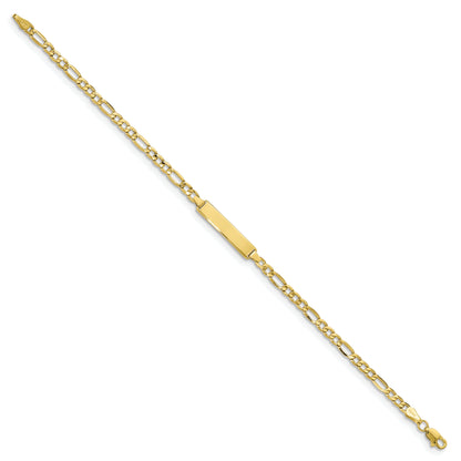 10K Yellow Gold Semi-Solid Figaro Link Id Bracelet