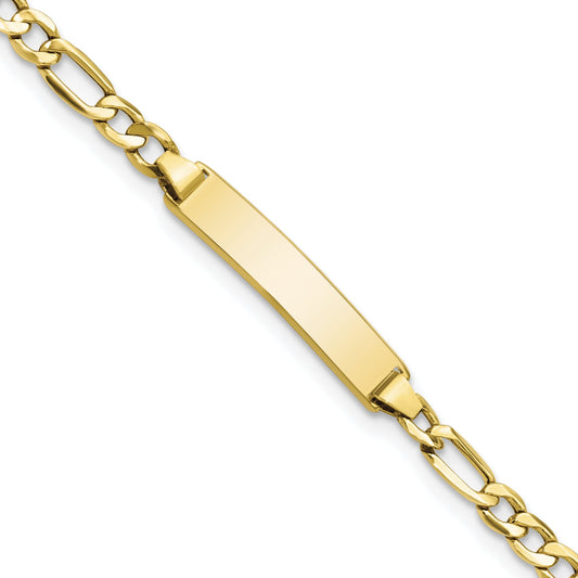10K Yellow Gold Semi-Solid Figaro Link Id Bracelet