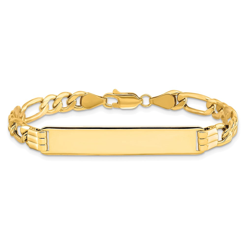 10K Yellow Gold Semi-Solid Figaro Link Id Bracelet