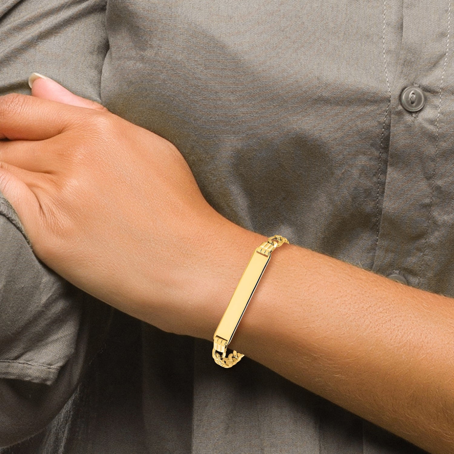 10K Yellow Gold Semi-Solid Figaro Link Id Bracelet